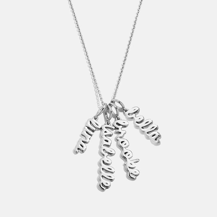 Mini Silver Script Cluster Custom Nameplate Necklace - 4 Names