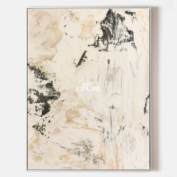 Abstract Beige Canvas Painting Hand-Painted Original Art For Modern Walls
