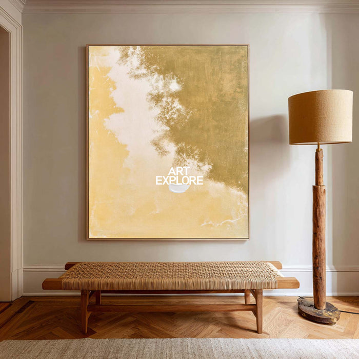 Hand Painted Wabi-Sabi Gold Abstract Art For Modern Living Room Decor