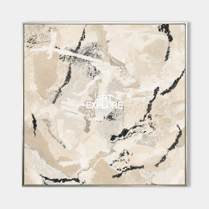 Minimalist Beige Abstract Art With Textured Brushwork For Modern Living Spaces