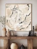 Minimalist Beige Abstract Art With Textured Brushwork For Modern Living Spaces