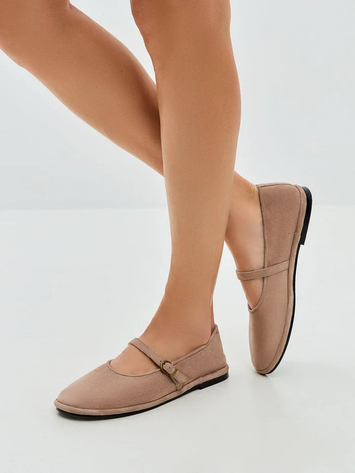 Minimalist Charm Flats - Beige Suede