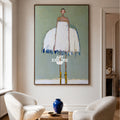 Minimalist Woman Painting White Dress Modern Art For Living Room