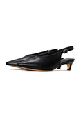 Minimalist Slingback Kitten Heels - Black