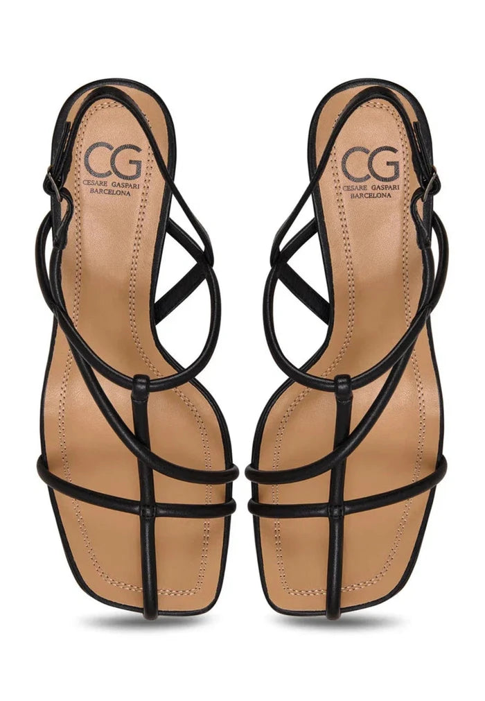 Minimalist Strappy Heels - Black