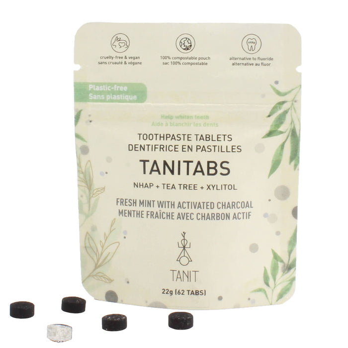 Mint Charcoal Toothpaste Tablets-Compostable Refill 62 tabs