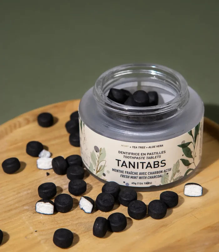 Mint Charcoal Toothpaste Tablets-Compostable Refill 62 tabs