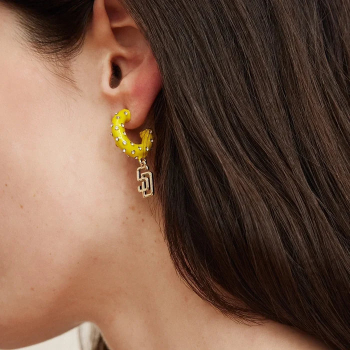 MLB Enamel Hoop Earrings - San Diego Padres