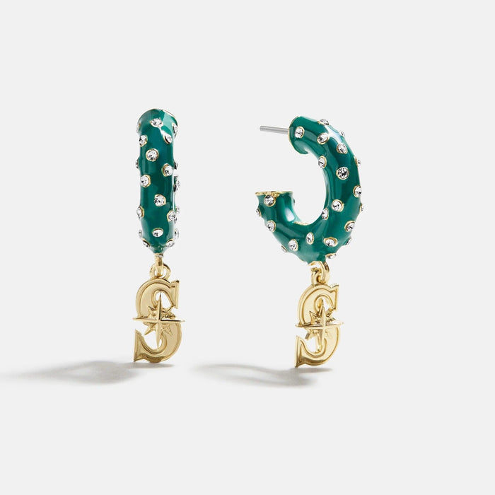 MLB Enamel Hoop Earrings - Seattle Mariners