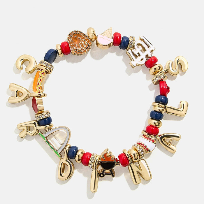 MLB Motif Beaded Bracelet - St. Louis Cardinals