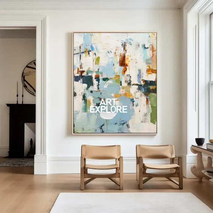 Oversized Blue White Texture Painting Modern Blue Abstract Canvas Wall Art Abstract Texture Fine Art