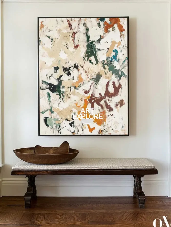 Large Beige Texture Paintings Beige Minimalist Wall Art Oversized Beige Abstract Fine Art For Sale