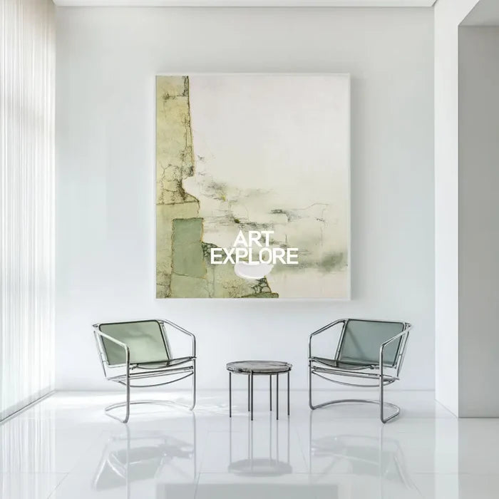 Large Green Artwork Green Minimalist Painting Modern Sage Color Wall Art Green Livingroom Wall Art