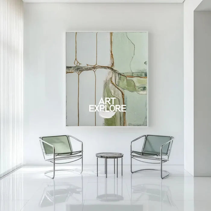 Green Texture Canvas Painting Wabi-sabi Sage Color Wall Art Large Abstract Minimalist Wall Art