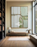 Green Texture Canvas Painting Wabi-sabi Sage Color Wall Art Large Abstract Minimalist Wall Art