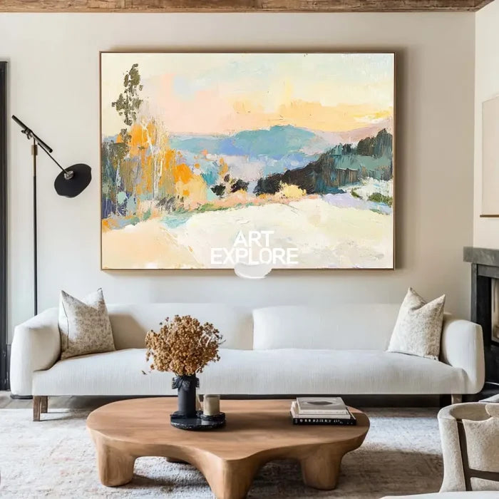 Large White Wall Art Textured Wall Art Colorful Minimalist Canvas Art Abstract Livingroom Wall Art