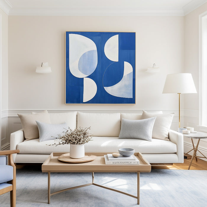 White And Blue  Abstract Painting Minimalist Abstract Art On Canvas Modern Painting For Sale
