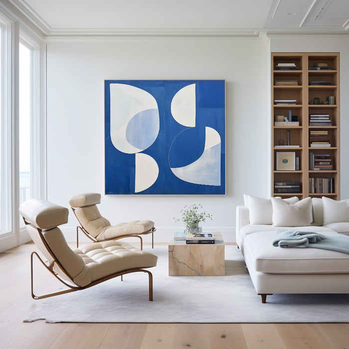 White And Blue  Abstract Painting Minimalist Abstract Art On Canvas Modern Painting For Sale