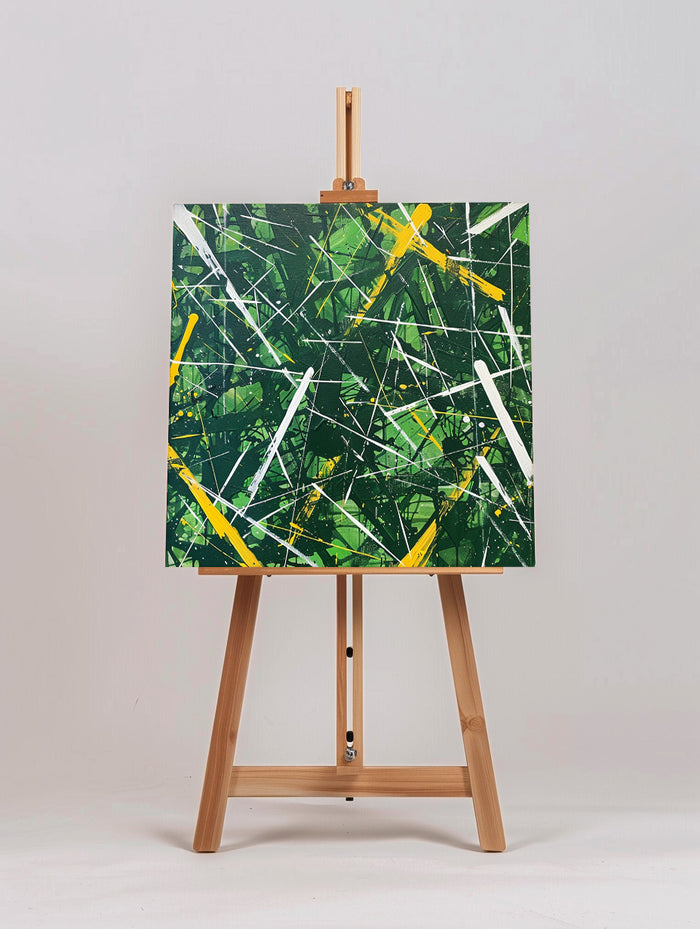 Modern Green And Yellow Abstract Wall Art Minimalist Painting on Canvas For Livingroom