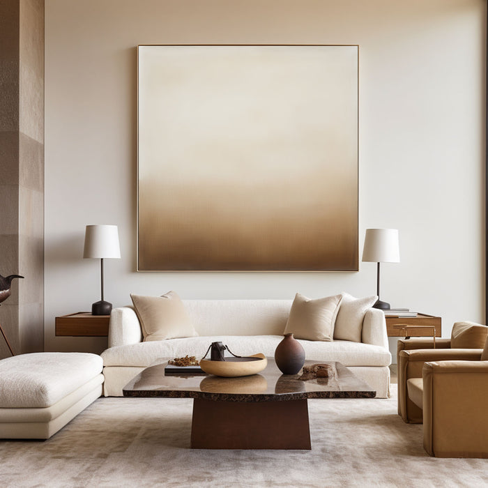 Modern Brown Wall Art Minimalist Solid Color Large Brown Painting Minimalist Square Textured Artwork