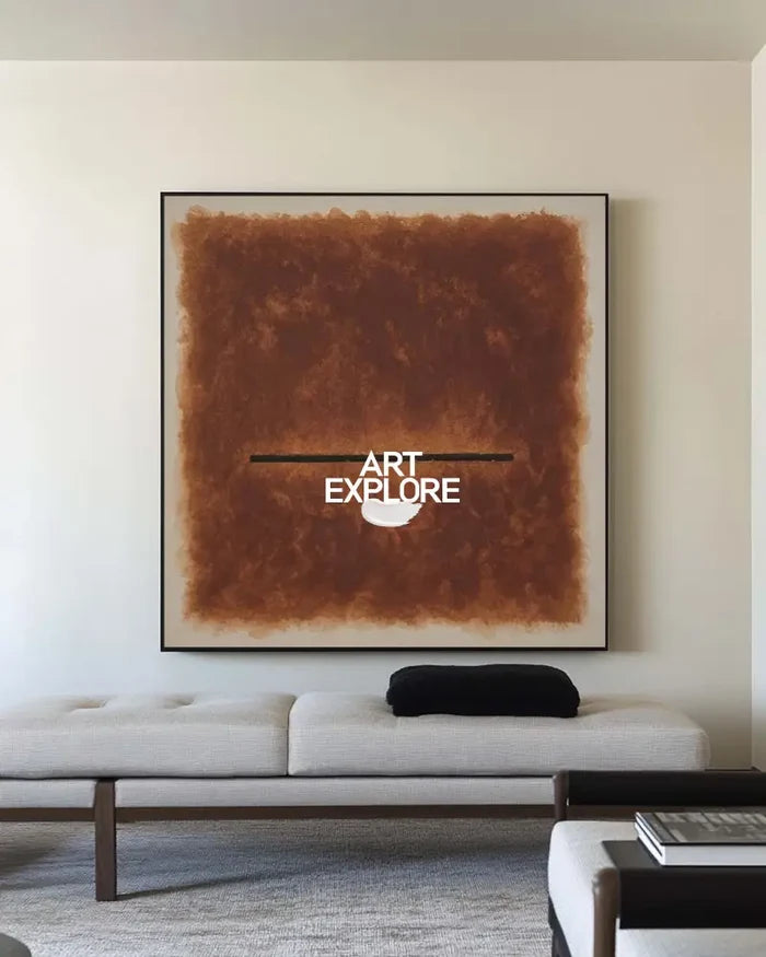 Wabi-sabi Brown Wall Art Large Gradient Monochrome Textured Canvas Art Brown Minimalist Art For Sale
