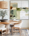 Wabi-sabi Green Painting Sage Textured Artworks Large Green Abstract Canvas Art Green Square Art