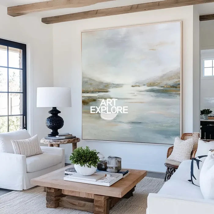 Handcrafted Minimal Landscape Canvas Painting – Modern Art for Living Room, Hallway, or Dining Area | ArtExplore