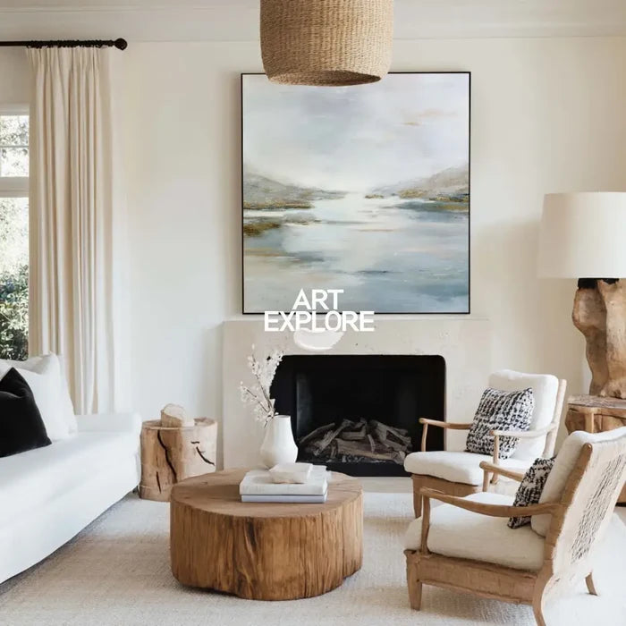 Modern Tranquil Scenery Wall Art – Handmade Landscape for Bedroom, Office, or Entryway by ArtExplore