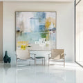 Tranquil Coastal Blue Abstract Painting – Sky Hues Large Minimalist Landscape Wall Art