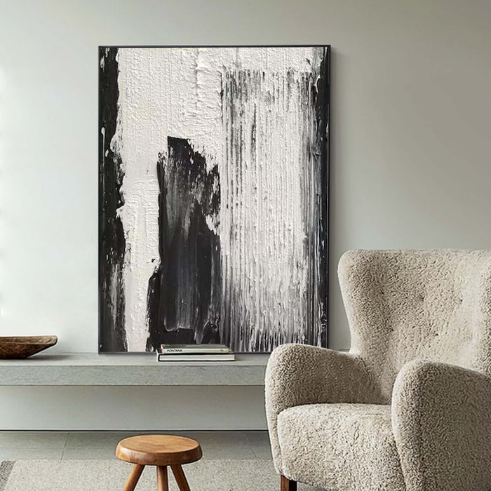 Black and white Abstract art Modern minimalist wall art Textured canvas Painting for sale