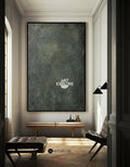 Modern Green Minimalist Canvas Art Pure Dark Green Painting Abstract Wall Art For Sale