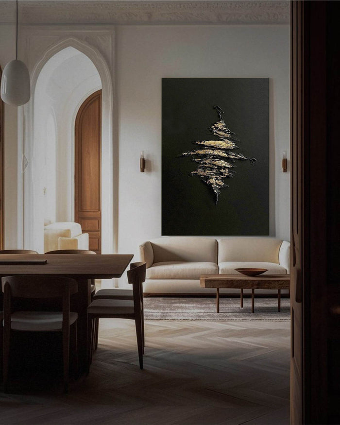Black Gold Abstract Textured Wall Art Gold Abstract Paining Golden Textured Painting