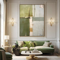 Wabi-sabi Green Abstract Art, Green Minimalist Painting, Luxury Textured Canvas Wall Art