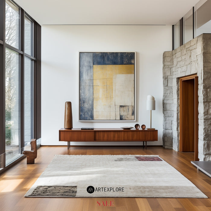 Wabi-Sabi Beige Minimalist Wall Art, Japandi Interior Painting Large Abstract Canvas Wall Art