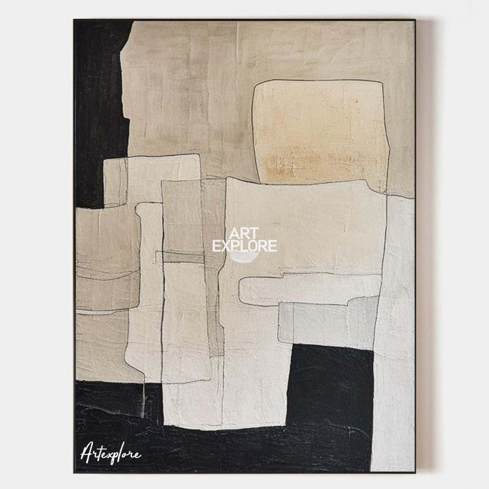 Modern Black And White Abstract Canvas Wall Art Minimalist Art Minimalist Painting For Livingroom
