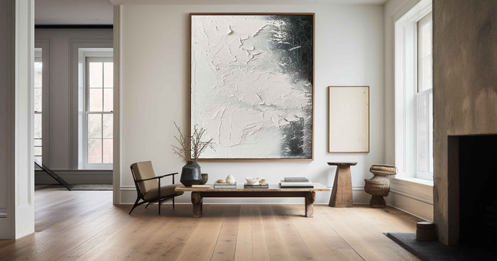 Black And White Abstract Painting, Black White Minimalist Painting, Black White Canvas Wall Art