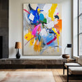 Modern Colorful Bauhaus Wall Art Rich Textured Handmade Artworks Abstract Canvas Art for Livingroom