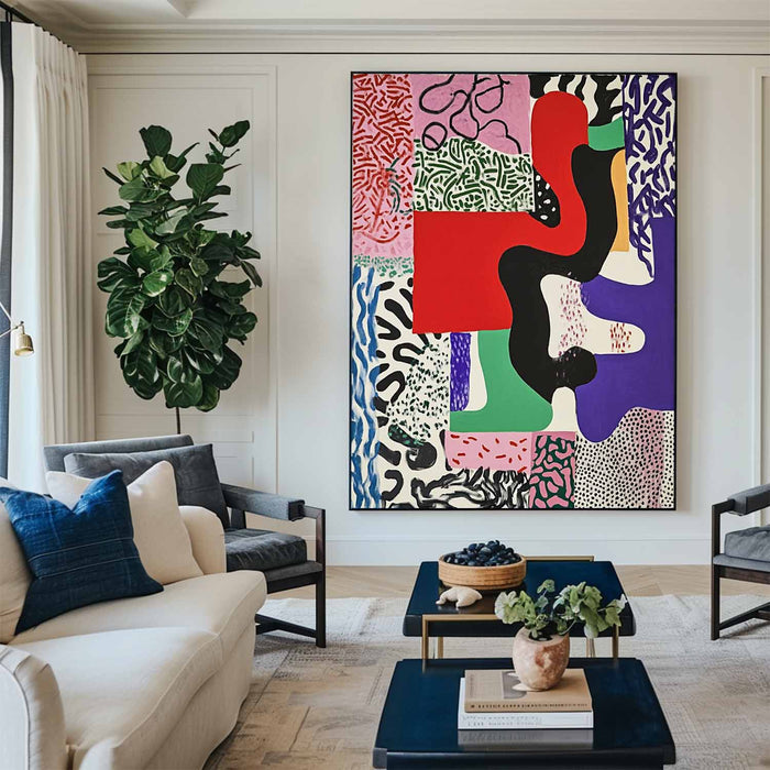 Colorful Splice Wall Art Large Textured Abstract Henri Matisse Art Style Painting Fine Art For Sale