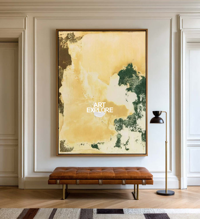 Abstract Gold And Green Canvas Painting Hand-Painted Original Art For Modern Home