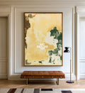 Abstract Gold And Green Canvas Painting Hand-Painted Original Art For Modern Home
