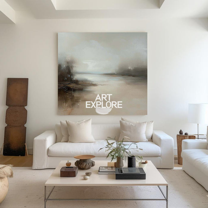 Large Beige Abstract Painting Landscape Abstract Art On Canvas Modern Earth Tone Painting Wall Decor