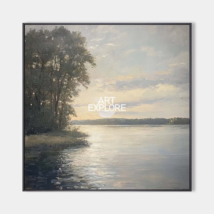 Large Landscape Painting Landscape Art On Canvas Modern Lake View Painting Canvas Art For Livingroom