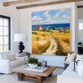 Modern Village Oil Painting Extra Large Countryside View Textured Wall Art Livingroom Painting