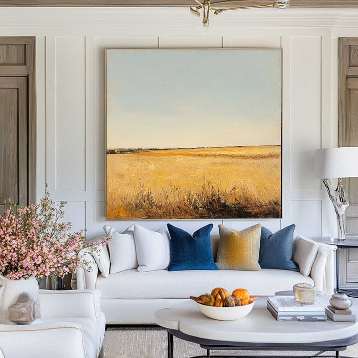 Large Wheat Field Landscape Art Painting Countryside Wall Art Minimalist Wall Art For Livingroom