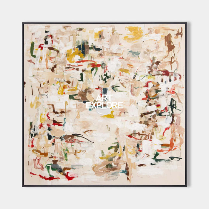 Modern Beige Abstract Painting Original Handmade Art For Luxury Home Interior Design