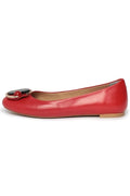Stylish red geometric ballet flats, a modern twist on classic ballet shoes.