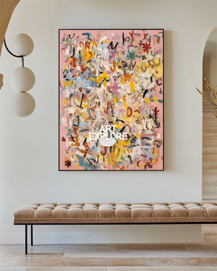 Whimsical Letters & Blooms - Extra Large Ready to Hang Canvas Art