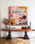 Square Abstract Graffiti Art – Large Textured Handmade Painting for Living Rooms | ArtExplore