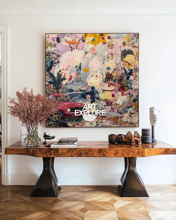 Modern Home Decor Graffiti Oil Painting – Large Textured Handmade Canvas Art | ArtExplore