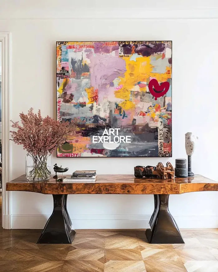 Large Handmade Graffiti Abstract Painting – Modern Texture Canvas for Statement Wall Art | ArtExplore